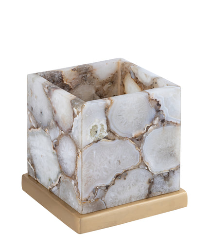 Charlley Gold agate stone table lamp square
