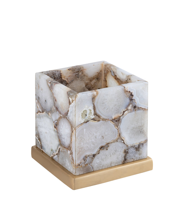 Charlley Gold agate stone table lamp square