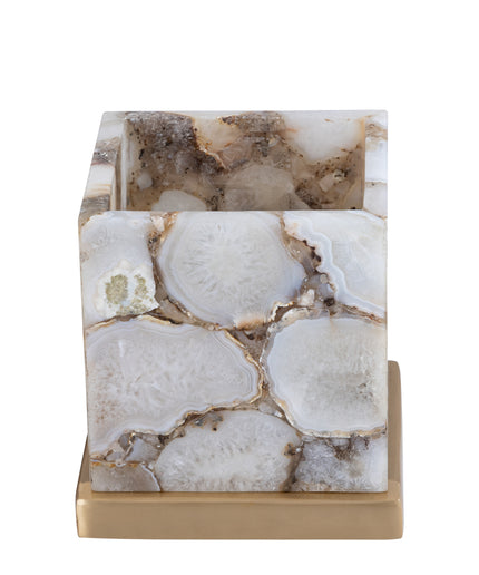 Charlley Gold agate stone table lamp square