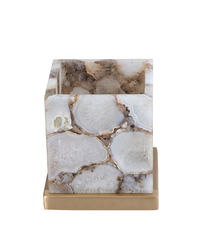 Charlley Gold agate stone table lamp square