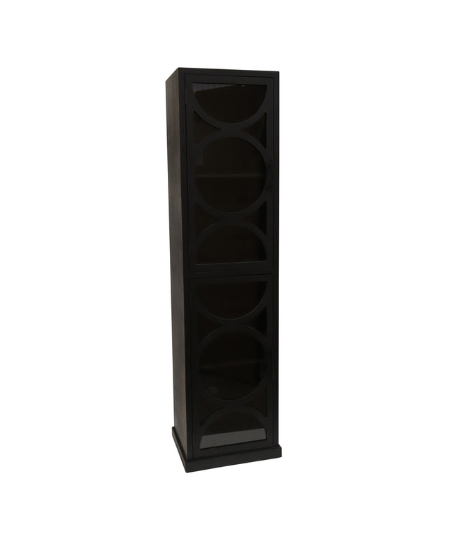 Dailey Black wooden cabinet smoky glass door