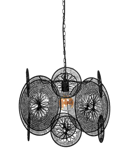 Desh Black metal woven wired hanging lamp round