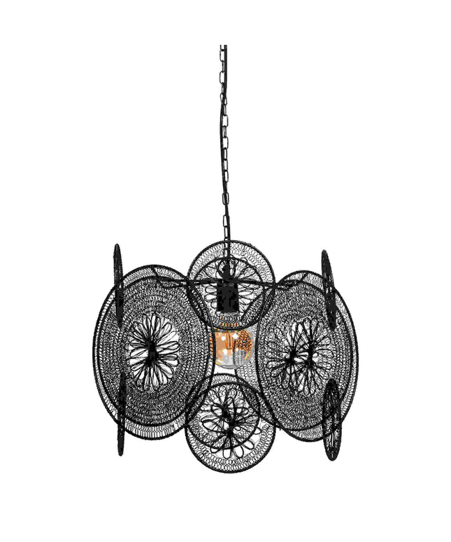 Desh Black metal woven wired hanging lamp round