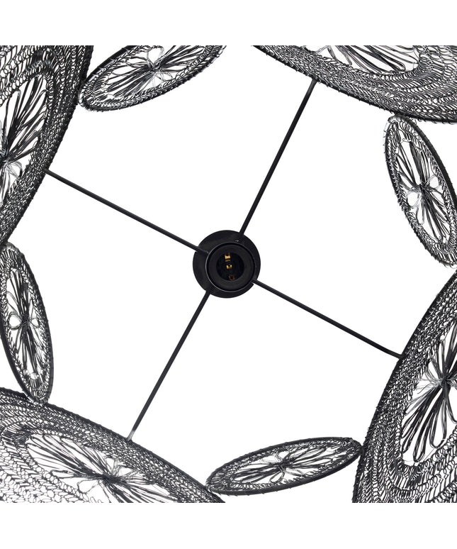 Desh Black metal woven wired hanging lamp round