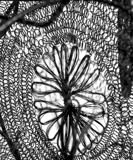 Desh Black metal woven wired hanging lamp round