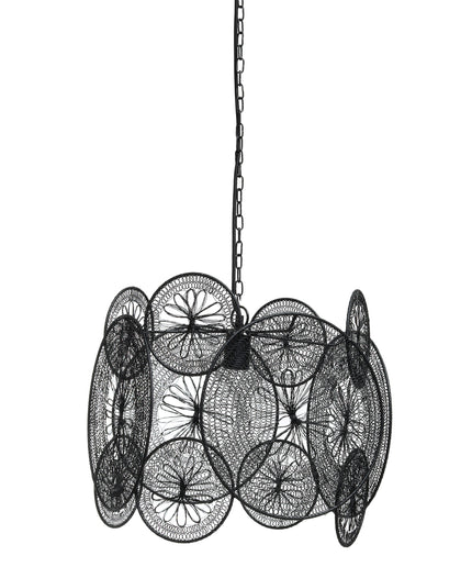 Desh Black metal woven wired hanging lamp round