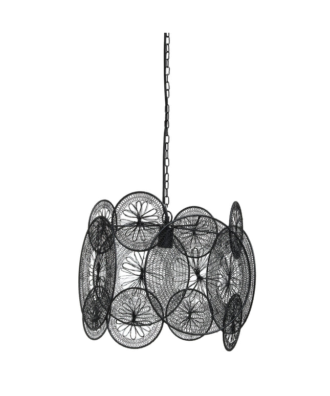 Desh Black metal woven wired hanging lamp round