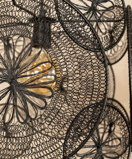 Desh Black metal woven wired hanging lamp round