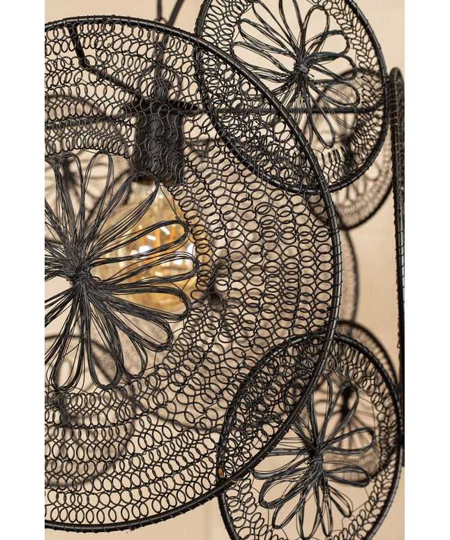 Desh Black metal woven wired hanging lamp round