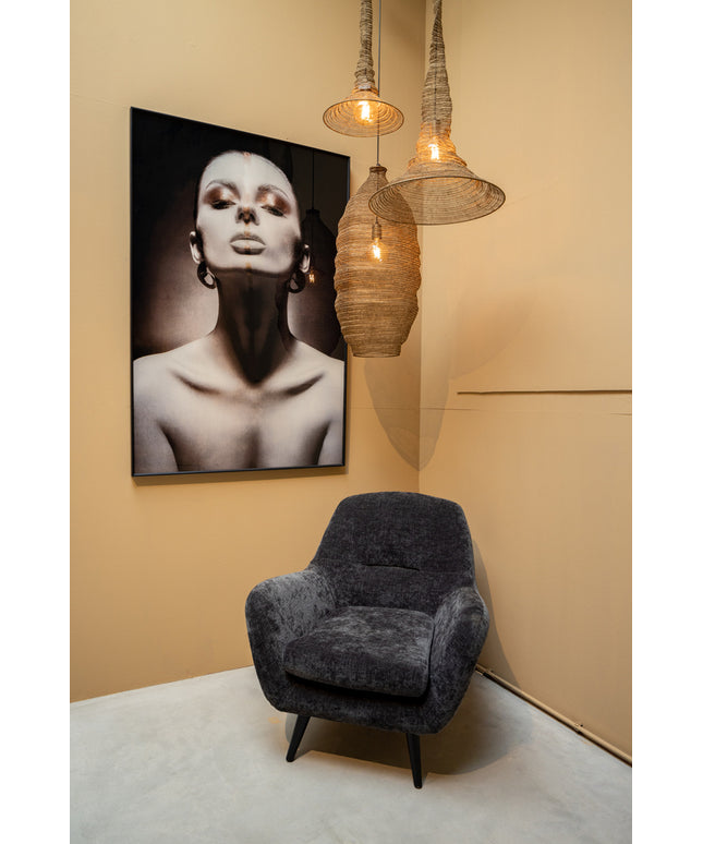 Donny Anthracite fauteuil black wooden legs