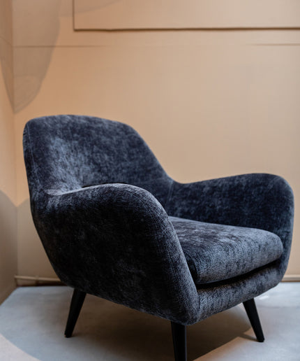 Donny Anthracite fauteuil black wooden legs