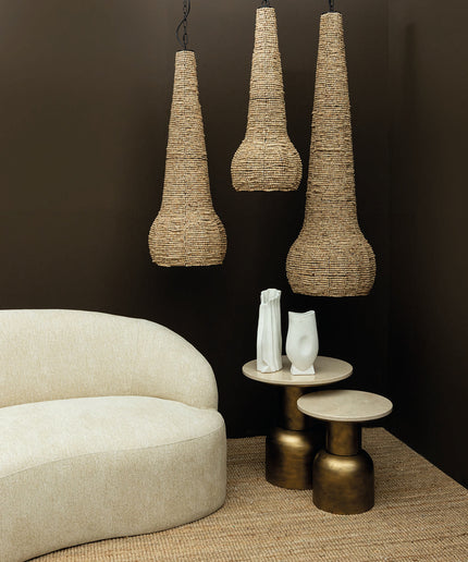 Dorit Natural hanging lamp wood beaded drop M
