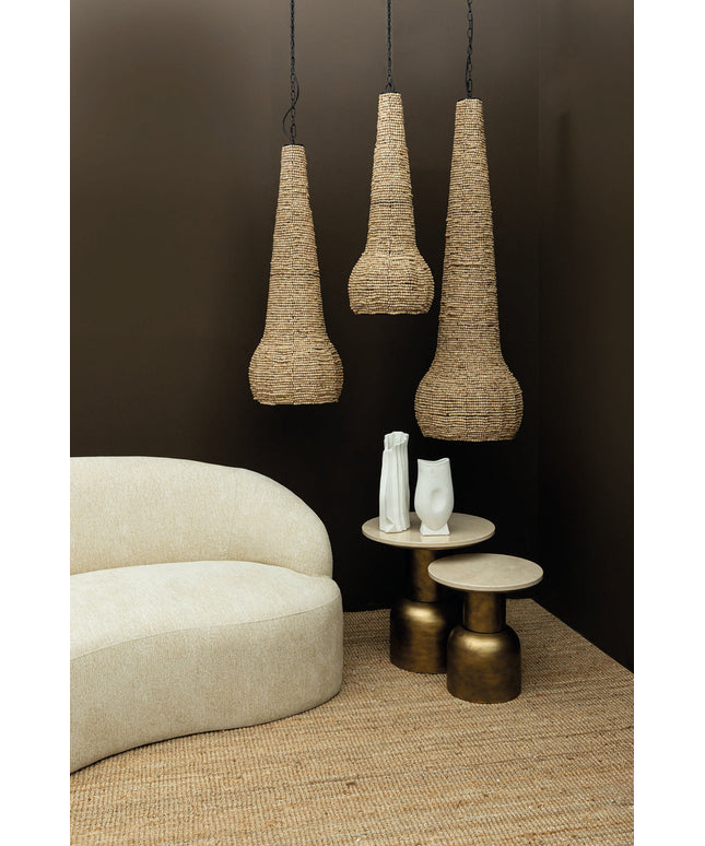 Dorit Natural hanging lamp wood beaded drop M