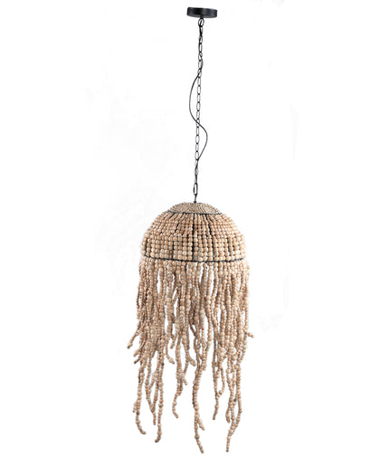 Doritty Natural hanging lamp wood beaded round