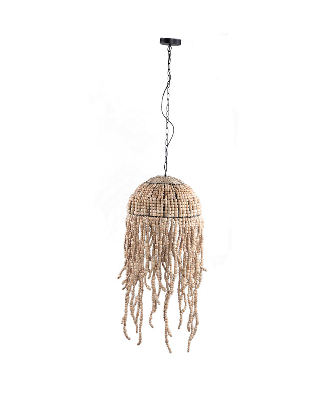 Doritty Natural hanging lamp wood beaded round