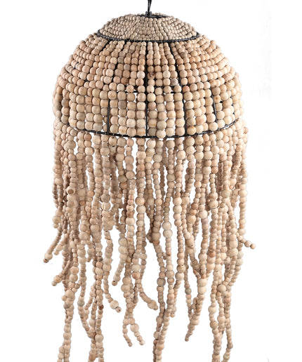 Doritty Natural hanging lamp wood beaded round