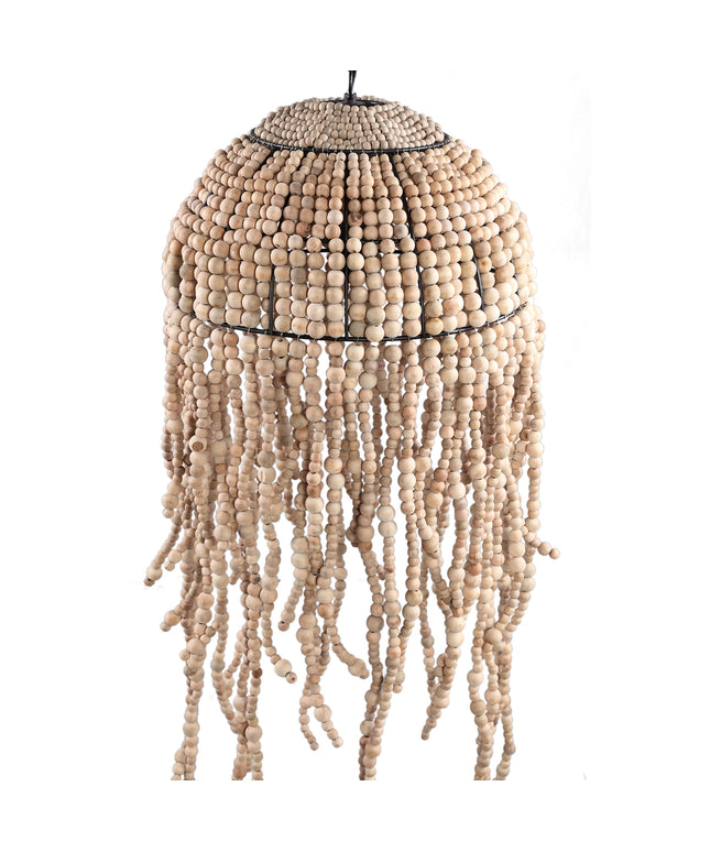 Doritty Natural hanging lamp wood beaded round