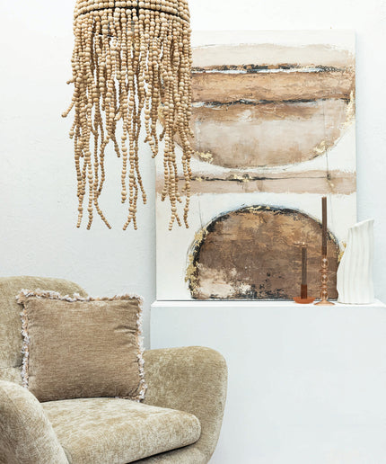 Doritty Natural hanging lamp wood beaded round