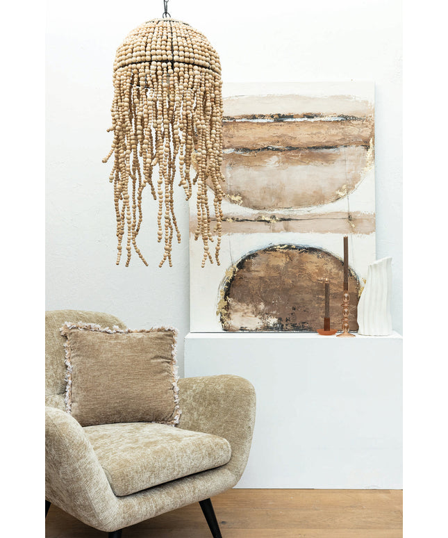 Doritty Natural hanging lamp wood beaded round