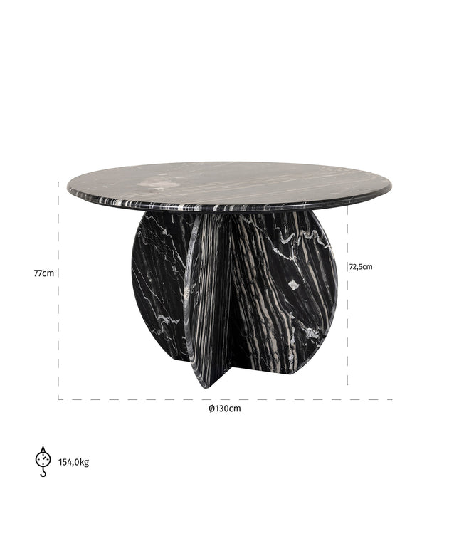 Eettafel Bancroft 129Ø (Black)