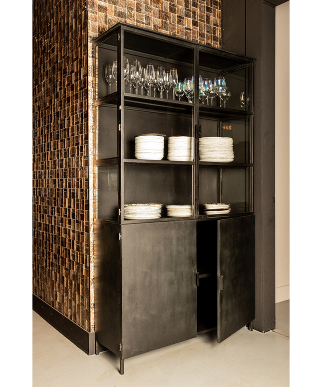 Elina Glass cabinet black iron frame 2 doors