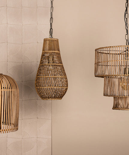 Erandi Natural reed hanging lamp egg shape round