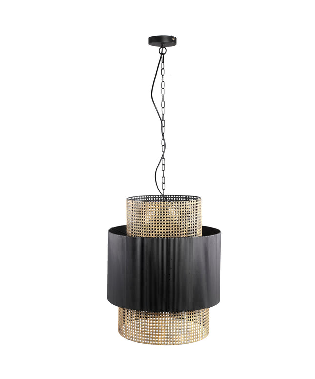 Erdila Black bamboo hanglamp double layer round