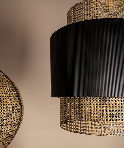 Erdila Black bamboo hanglamp double layer round