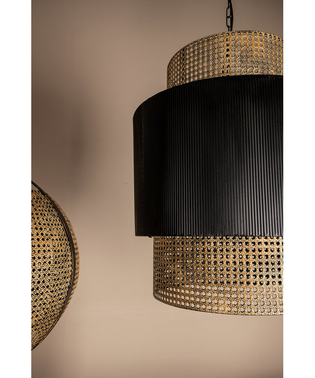 Erdila Black bamboo hanglamp double layer round