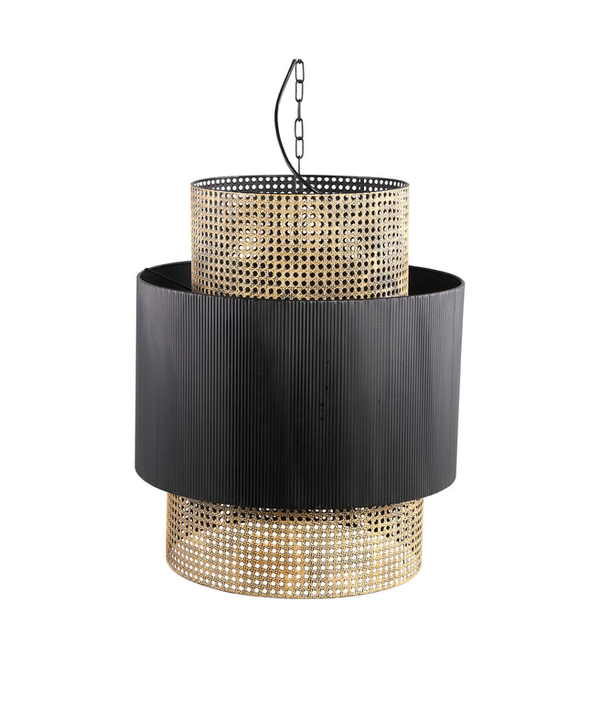 Erdila Black bamboo hanglamp double layer round