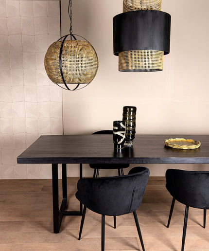 Erdila Black bamboo hanglamp double layer round