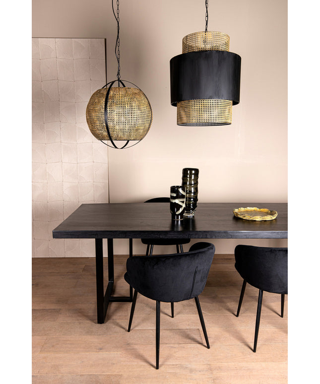 Erdila Black bamboo hanglamp double layer round