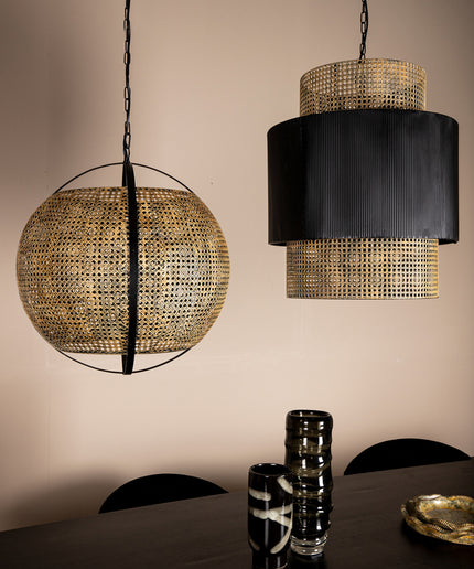Erdila Black bamboo hanglamp double layer round