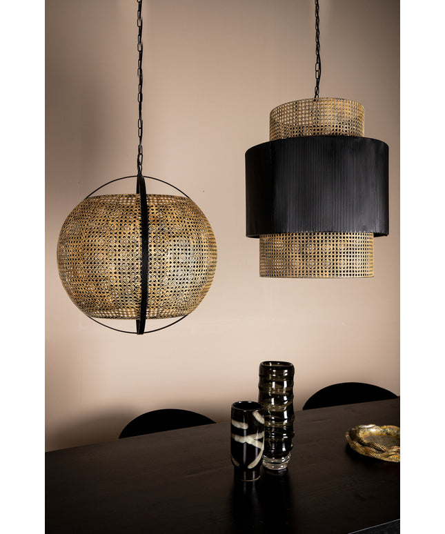 Erdila Black bamboo hanglamp double layer round