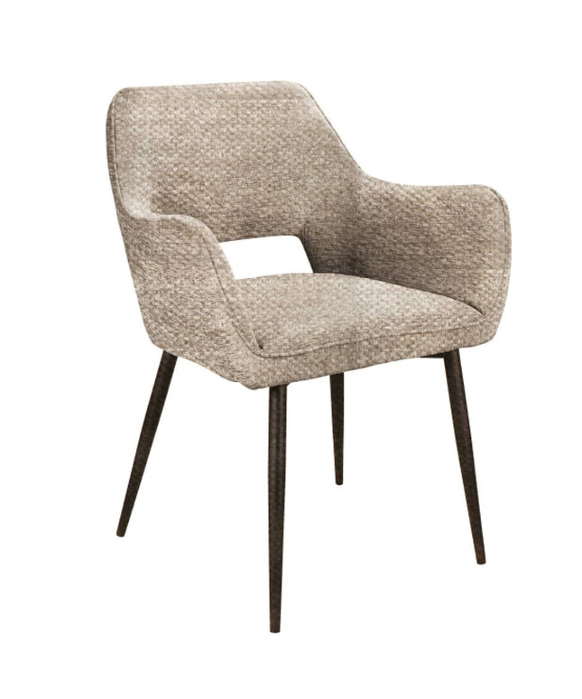 Fallax Cream 120 ribbe fabric armchair black legs