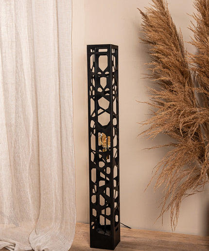 Ferdin Black metal floor lamp shaped holes