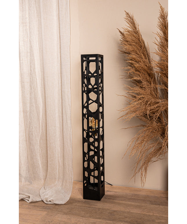 Ferdin Black metal floor lamp shaped holes