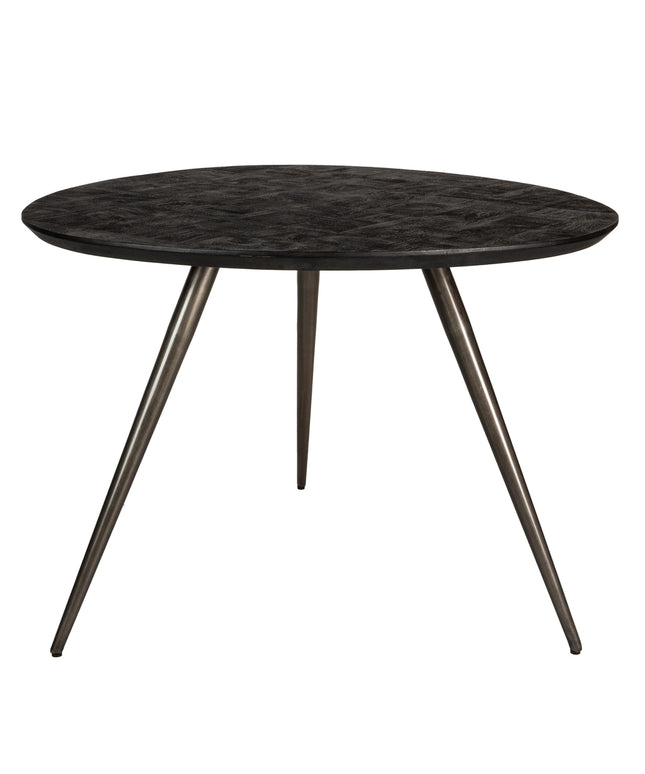 Fieron Black wooden dining table organic round