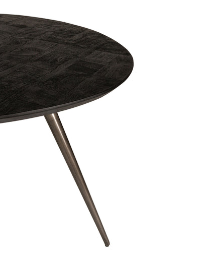 Fieron Black wooden dining table organic round