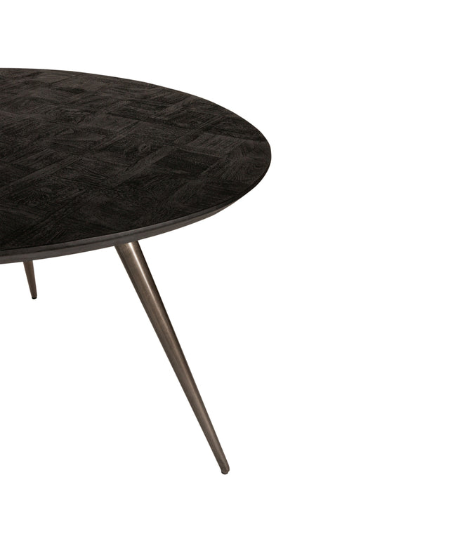Fieron Black wooden dining table organic round