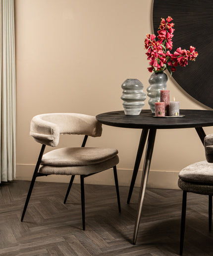 Fieron Black wooden dining table organic round