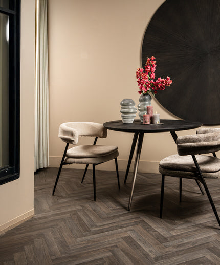 Fieron Black wooden dining table organic round