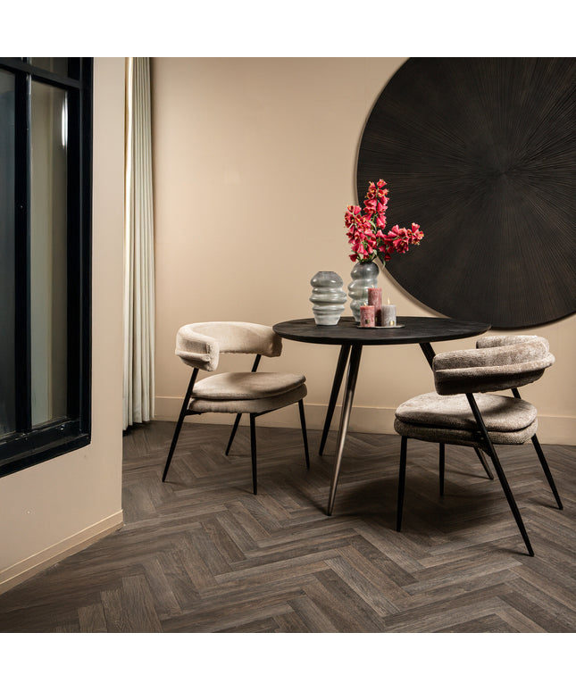 Fieron Black wooden dining table organic round