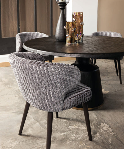 Fiori Taupe 19 dining chair dark brown wood legs