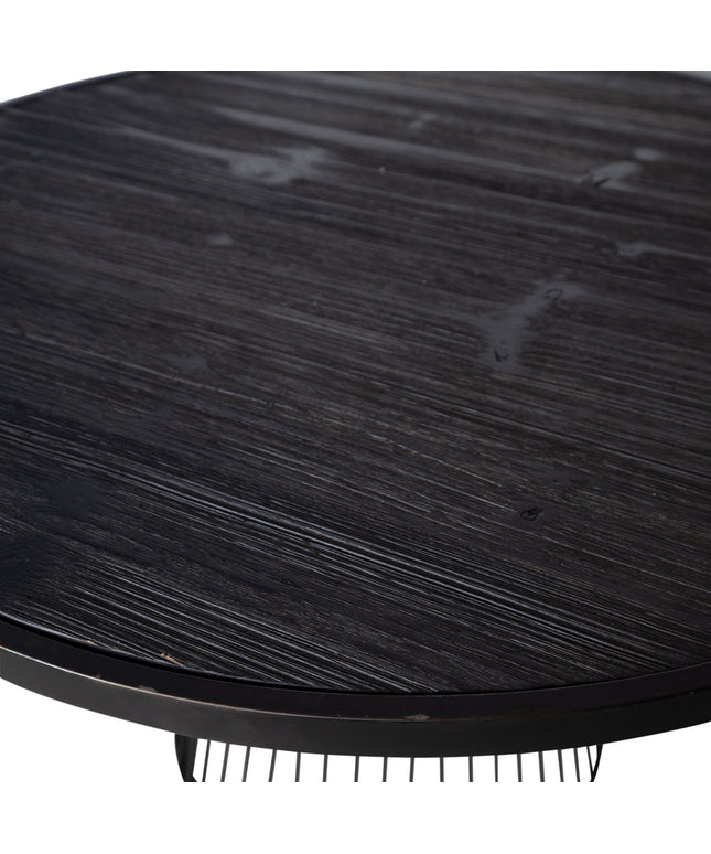 Ginna Black metal coffee table cone foot round