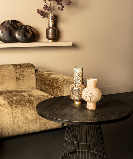 Ginna Black metal coffee table cone foot round