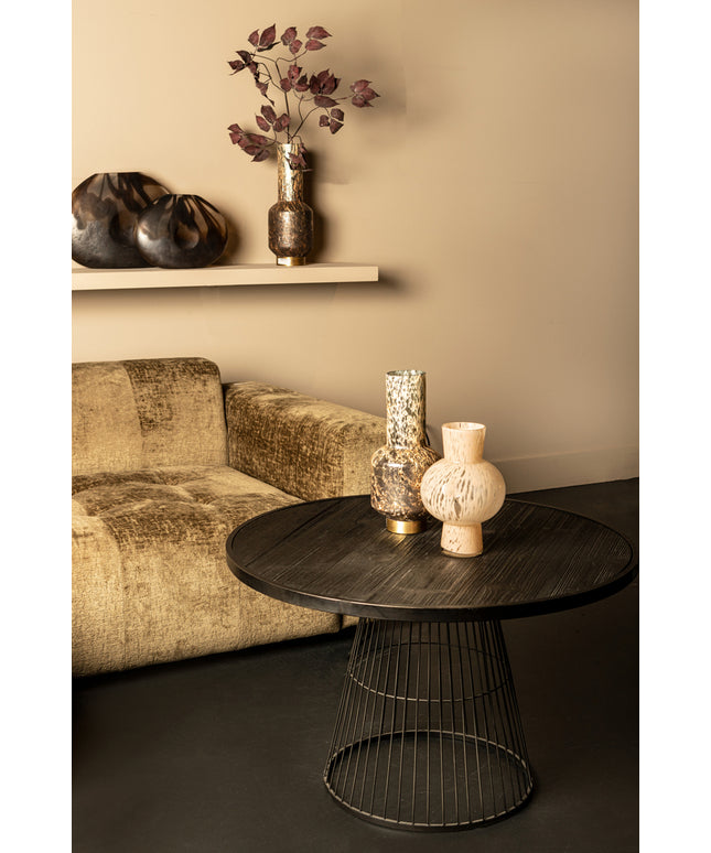 Ginna Black metal coffee table cone foot round