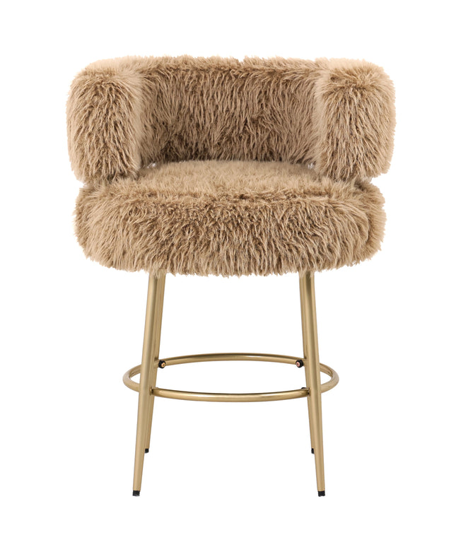 Hair brown bar chair metal base