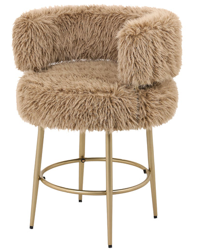 Hair brown bar chair metal base