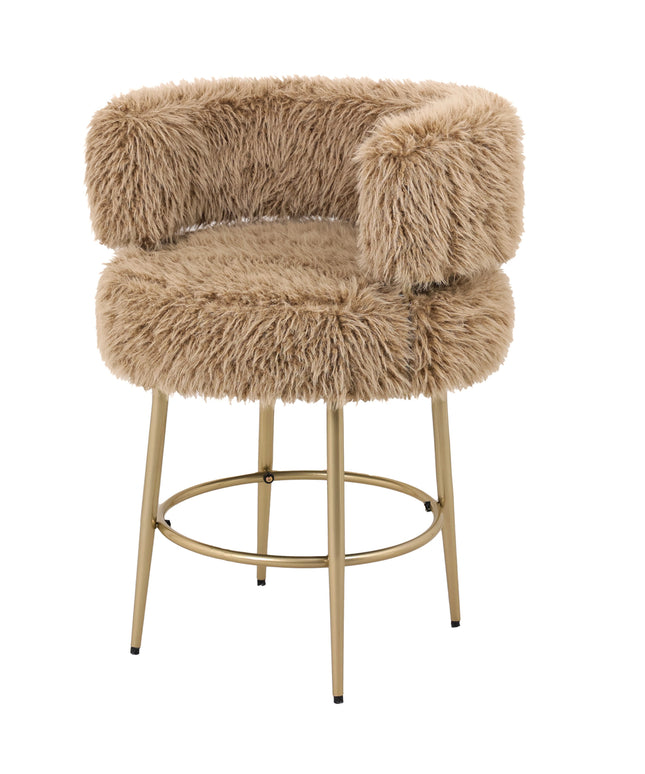 Hair brown bar chair metal base